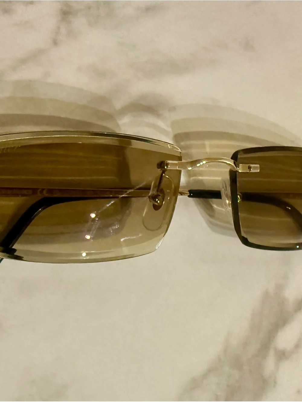 Cartier Rimless Sunglasses in Gold with Brown Tinted Lenses
